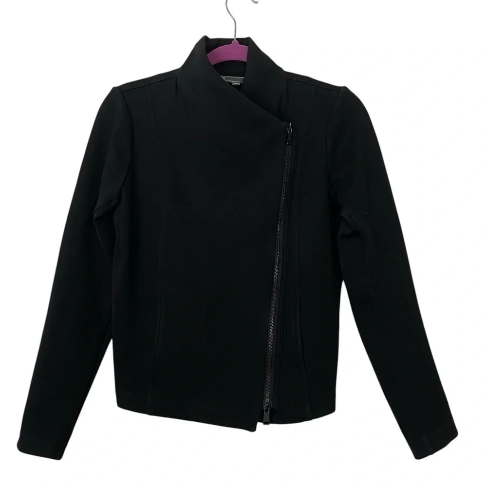 Vince Scuba Black Knit Moto Jacket Size Small - Picture 6 of 12